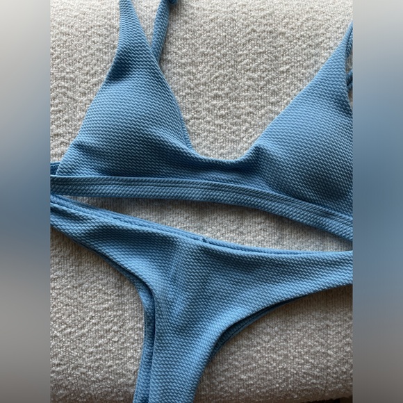 Low waisted padded scoop bikini set, light blue, M/6 - Picture 3 of 8